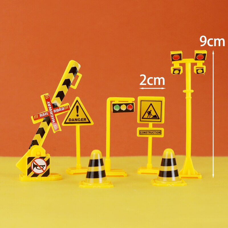 Ingeniørkonstruktion stjerne køretøj trafikskilt kage topper til drengens fødselsdagsfest dekoration bageartikler kærlighed: 7pc barrikader