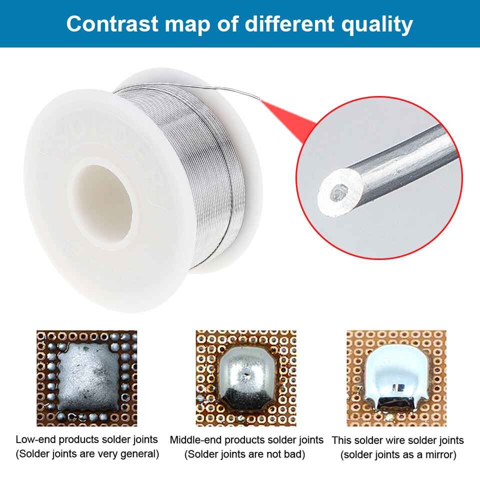 Alambre de soldadura kaina 0,5/0,6/0,8/1/1.2/1.5/2.0mm alambre de soldadura 100g 60/40 FLUX 2.0% estaño para soldadura sin plomo para aluminio