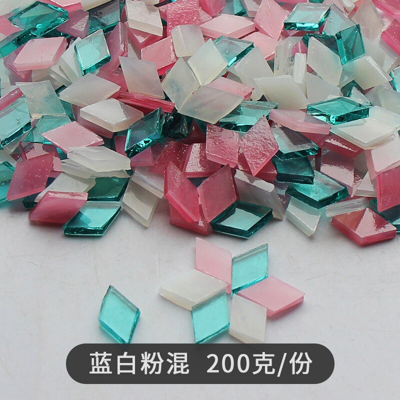 200G Diamant Vormige Glazen Mozaïek Tegels Stukken Ruit Diy Craft Accessoires Mozaïek Maken Materiaal Handgemaakte Kandelaar Lampen: g