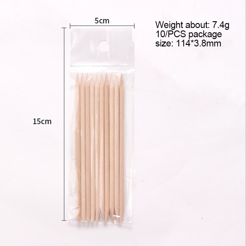 Nail Wooden Cuticle Pusher Set Double-ends Orange Wood Sticks Cuticle Removal Nail Art Sticks Exfoliating Pedicure Manicure Tool: 114mm 10pcs