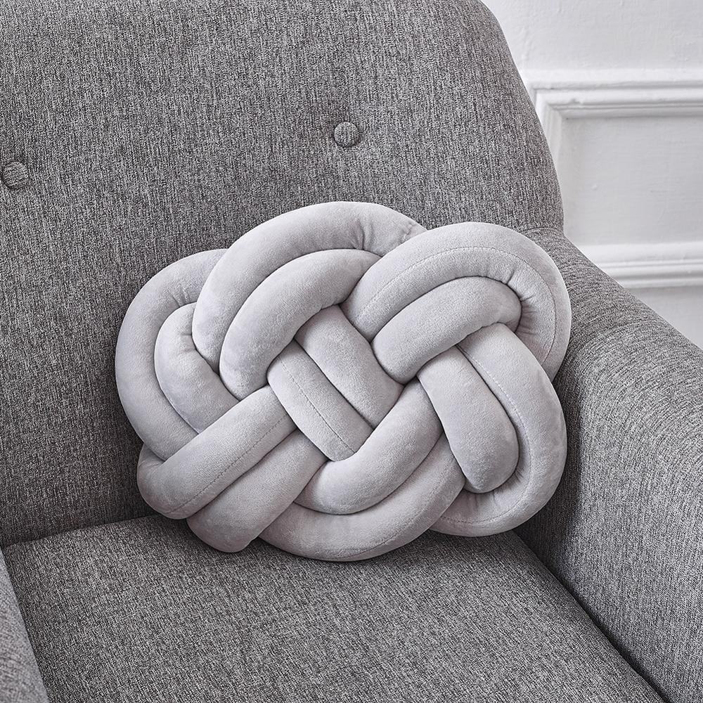 Baby Bett Stoßstange Knoten Geflecht Kissen Weiche Zimmer Dekoration INSstyle Kissen Krippe Stoßfänger Kleinkind Protetor Baby Bett Einstellung Fotografie: Grau