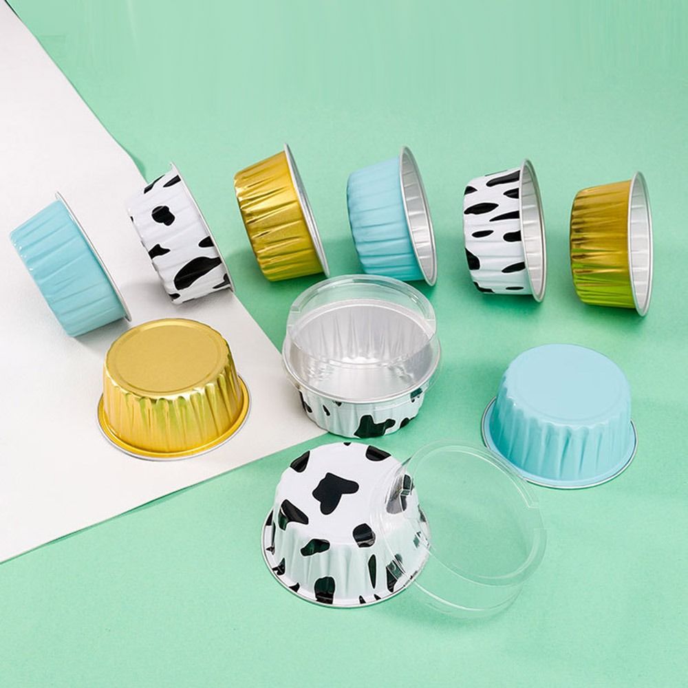 Molde de aluminio reutilizable para freidora de aire, taza de hojalata, 10 piezas, bandeja pequeña para hornear, vasos de papel de aluminio