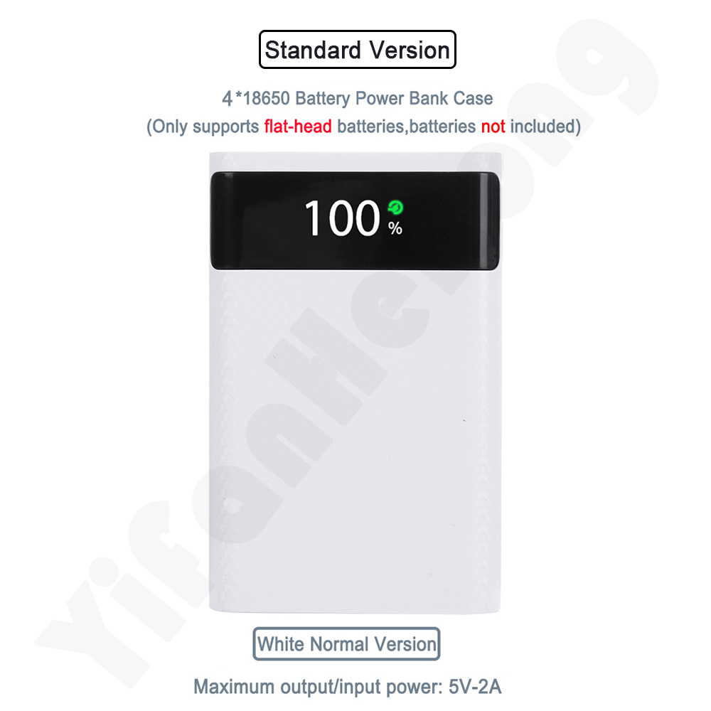 4x18650 Battery Charge Storage Box 5V Dual USB 22.5W PD Fast Type C DIY Power Bank Case For Android Micro USB Smart Phones: Normal White