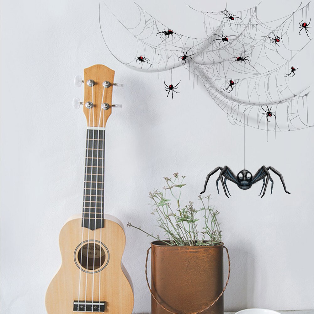 Halloween vægklistermærker edderkoppespind selvklæbende vægmalerier pvc aftageligt vinduesmærkat festival fest baggrund dekoration