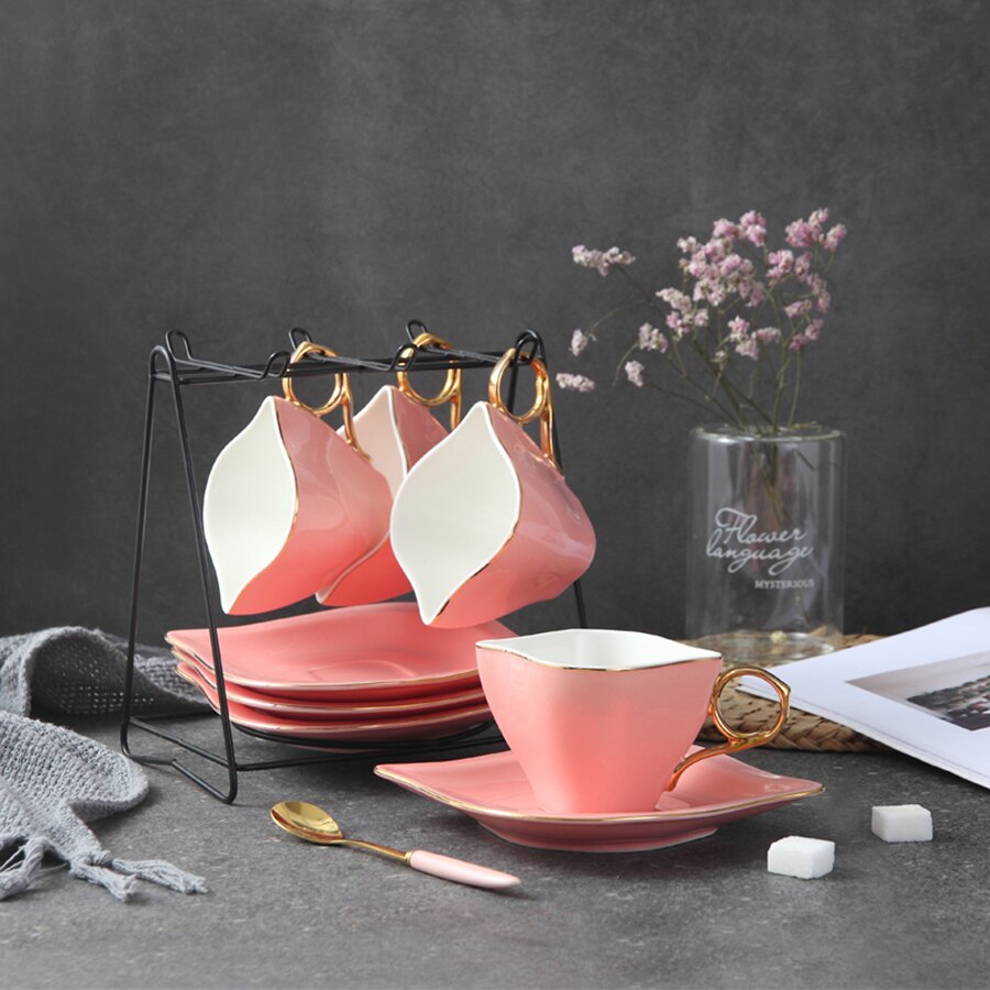 Bone china high tea set europese keramische koffiekopjes en schoteltjes espressokopjes taza ceramica home lzi 004