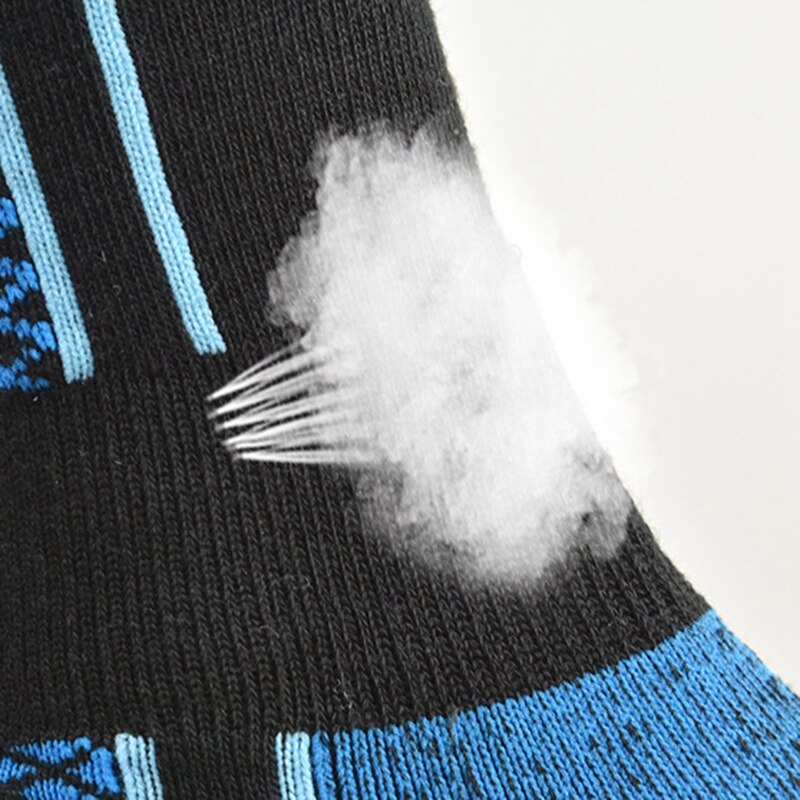 Chaussettes de Ski pour hommes et femmes-épaississement Sports de plein air bas pour Ski randonnée Snowboard (noir bleu)