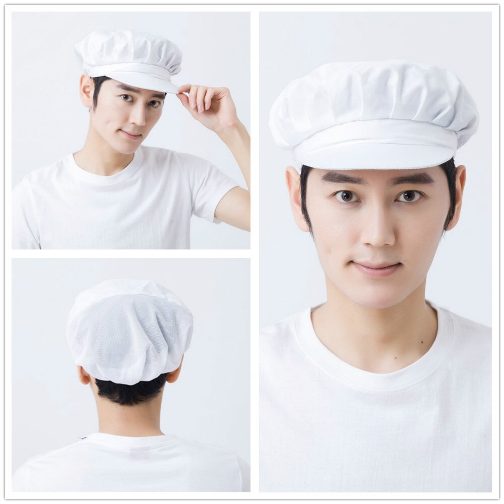 Gorro de Chef de malla blanca, gorros de cocina transpirables para hombre y mujer para cantina del Hotel, comedor, restaurante, camarero, trabajo en fábrica