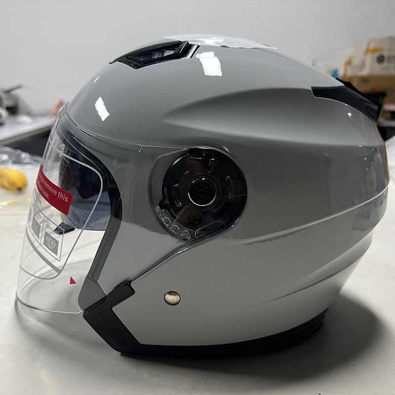 Motorfietshelmen met dubbele lens, vintage helmen, four seasons racing halfhelmen, motorhelm, karthelm, scooterhelm, motorbestelhelm: Ivoor / Ik