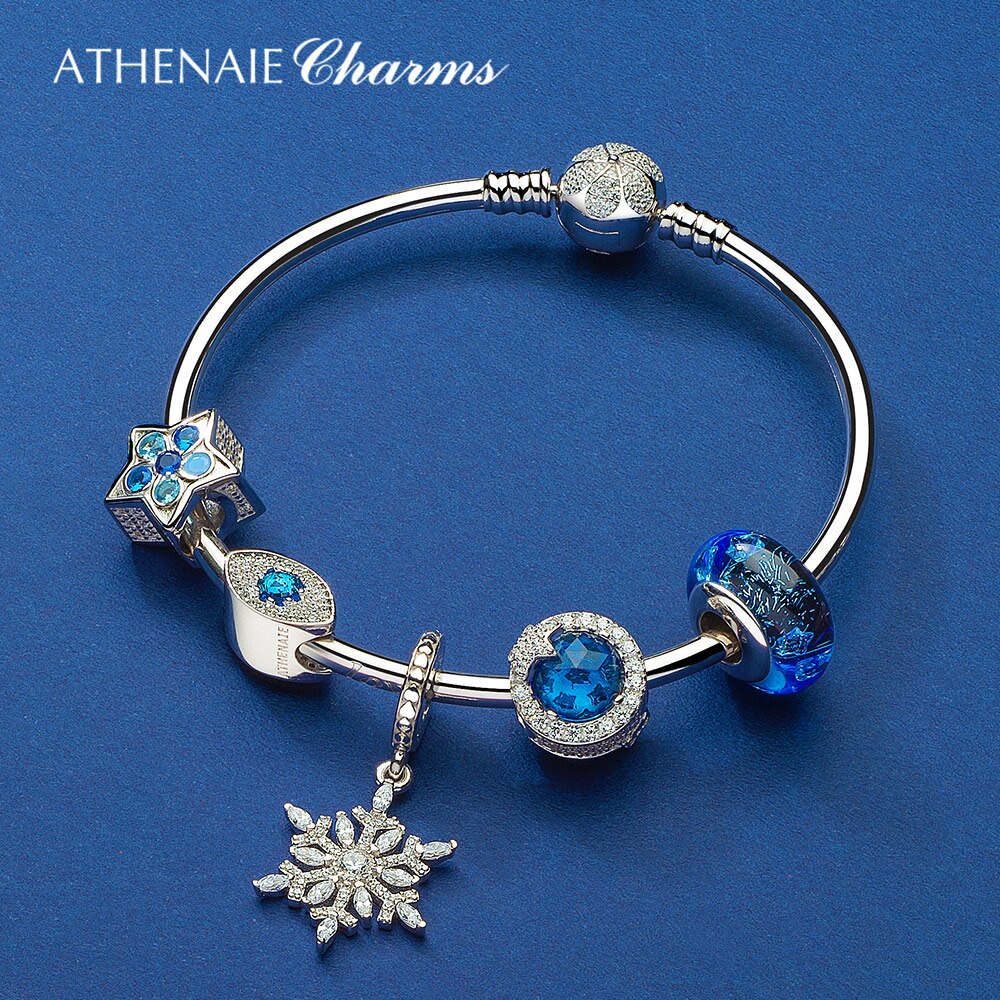 ATHENAIE 925 Sterling Silber Klar und Dämmerung Blau CZ blendend Stern Charme passen Frauen Charme Armbänder Silber 925 Schmuck