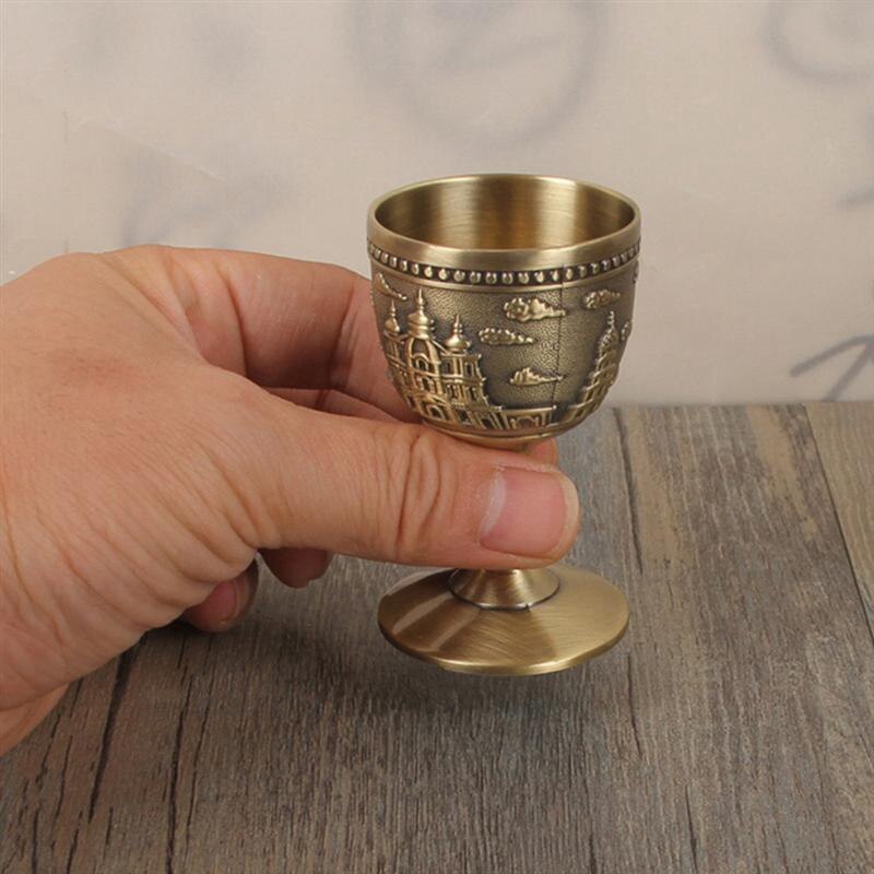 Taça de vinho de metal clássica, artesanal, pequena, doméstica, cobre, escultura, padrão