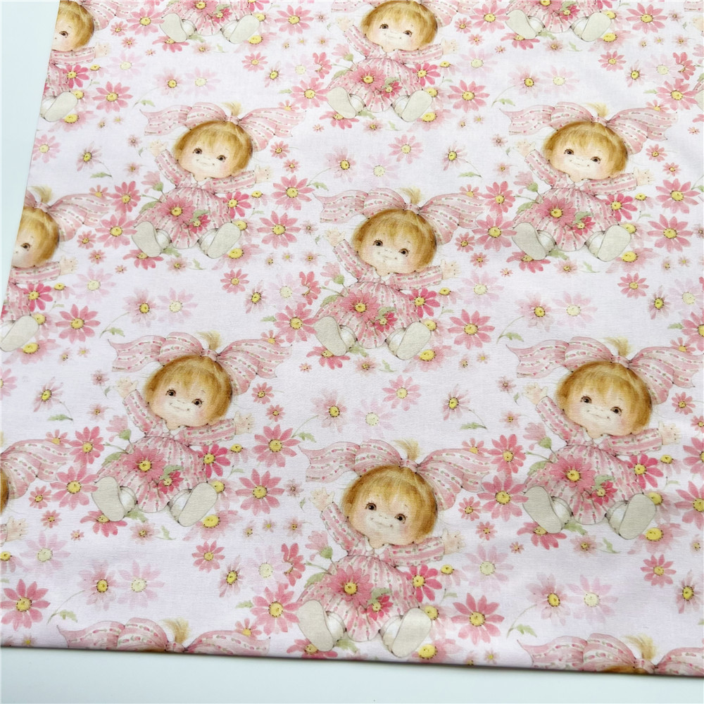 Katoen Gedrukt Cartoon Cartoon Retro Pop Tulp Stof Voor Kinderen Kleding Hometextile Baby Rok Cover Diy Materi