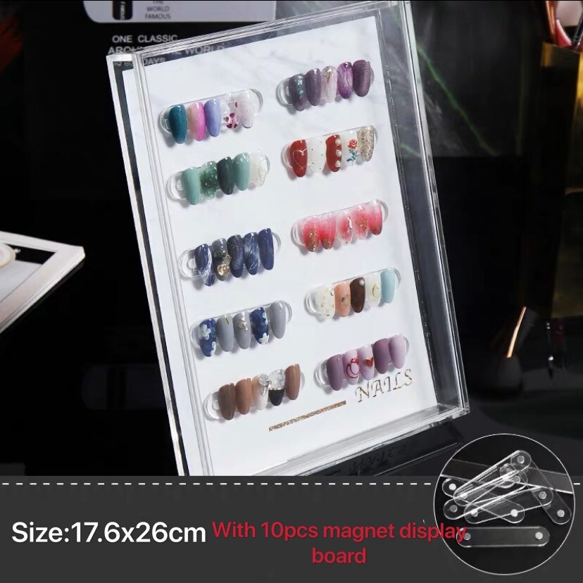 Nail Kleur Display Board Acryl Nail Tips Storage Stand Professionele Stofdicht Nail Art Winkel Display Box Nail Tips opslag: For Magnet Board