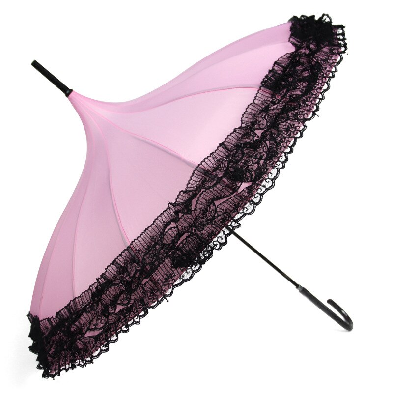Parapluie pagode à longue manche pour femmes, coréenne, , multi-couches, pluie, soleil, 16 os, en dentelle