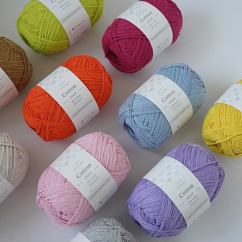 1mm Round Hollow Cotton Yarn Pure Cotton Genuine Cotton Hand Woven Yarn DIY Crochet Bag Crochet Yarn Knitting Thread
