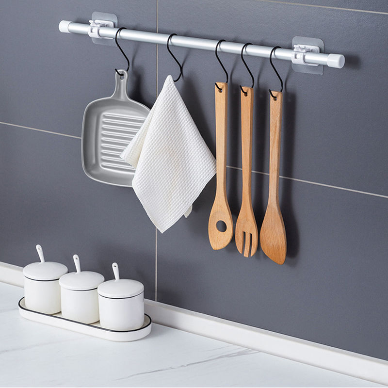 Home Storage Hooks Punch-free Curtain Rod Holder Hook Shower Curtain Rod Hanging Clip Powerful Fixed Clip Hanging Rack Hooks