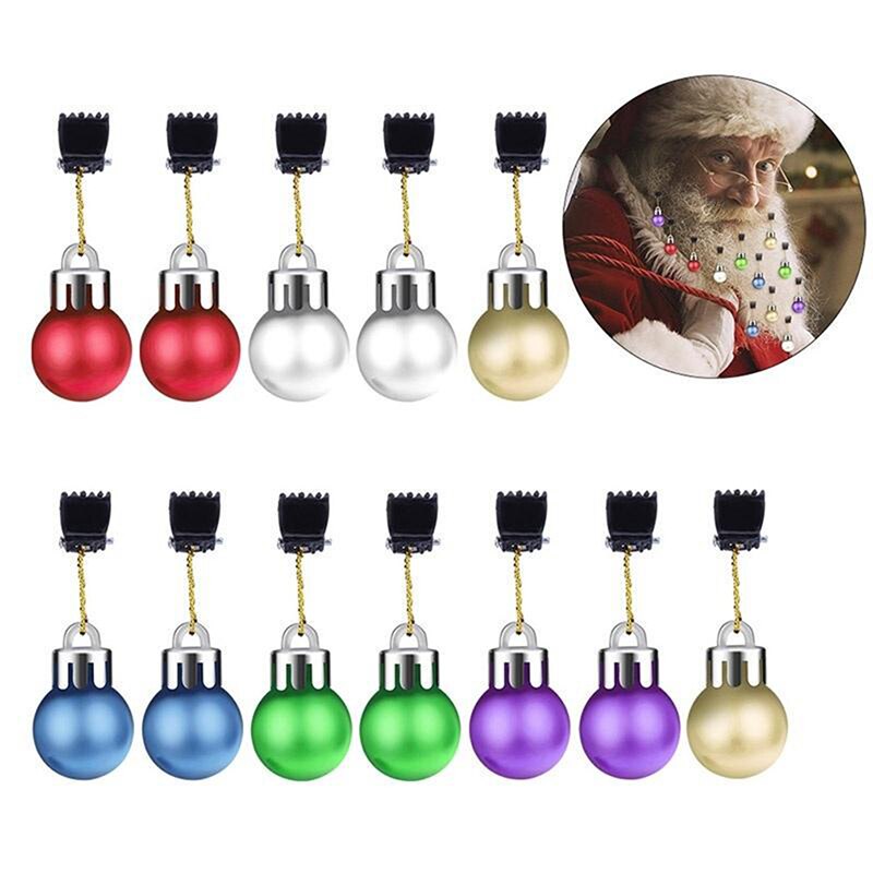 12 st julskägg mini ljus mustasch ornament söt glödlampa ansiktshår klämma tillbehör rolig jul skägg hänge glödlampa pärla