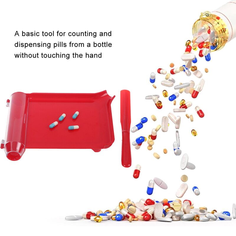 1Set Pills Counting Tray Counter Dispenser Pharmacy Spatula Doctor Pharmacists Tool