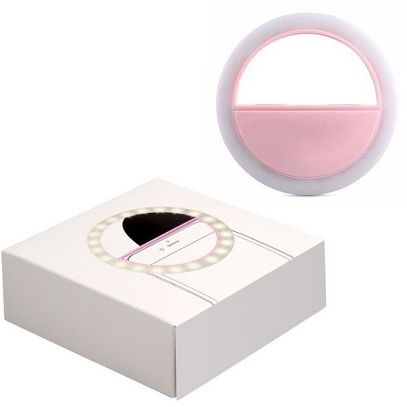 Espejo cosmético LED para teléfono móvil, artefacto de luz de fotografía , herramientas de belleza para relleno de fotos, espejo de maquillaje ligero: Pink