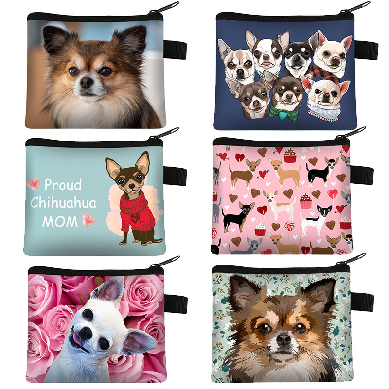 Nette Hund Chihuahua Mom Geldbörse Frauen Mini Brieftasche Schöne Hund Geldbörsen und Handtasche Mini Lippenstift Taschen