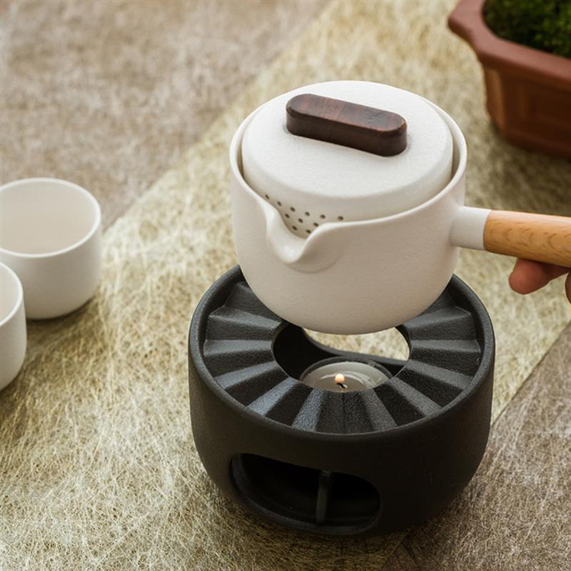 1 sæt tekandevarmer med lysestage teovne keramisk tevarmer uden håndtag tekandevarmer