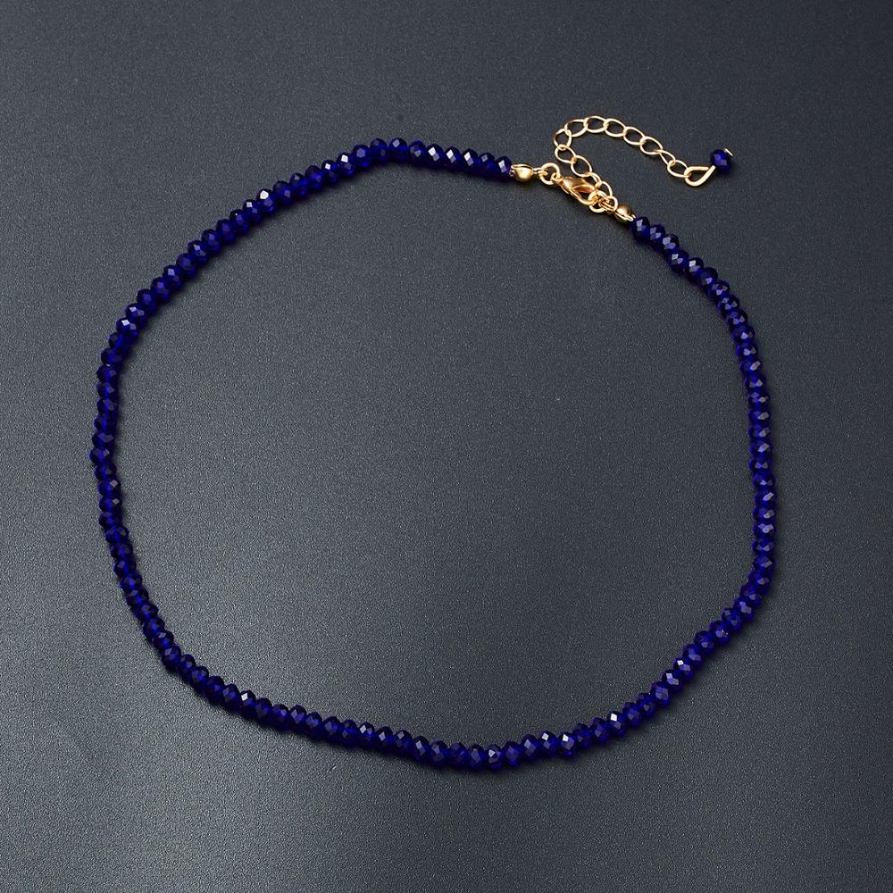 Gargantilla de cristal para mujer, collar de cadena corta de clavícula para boda, Charm, cadena de cuentas de cristal azul y negro, para mujer
