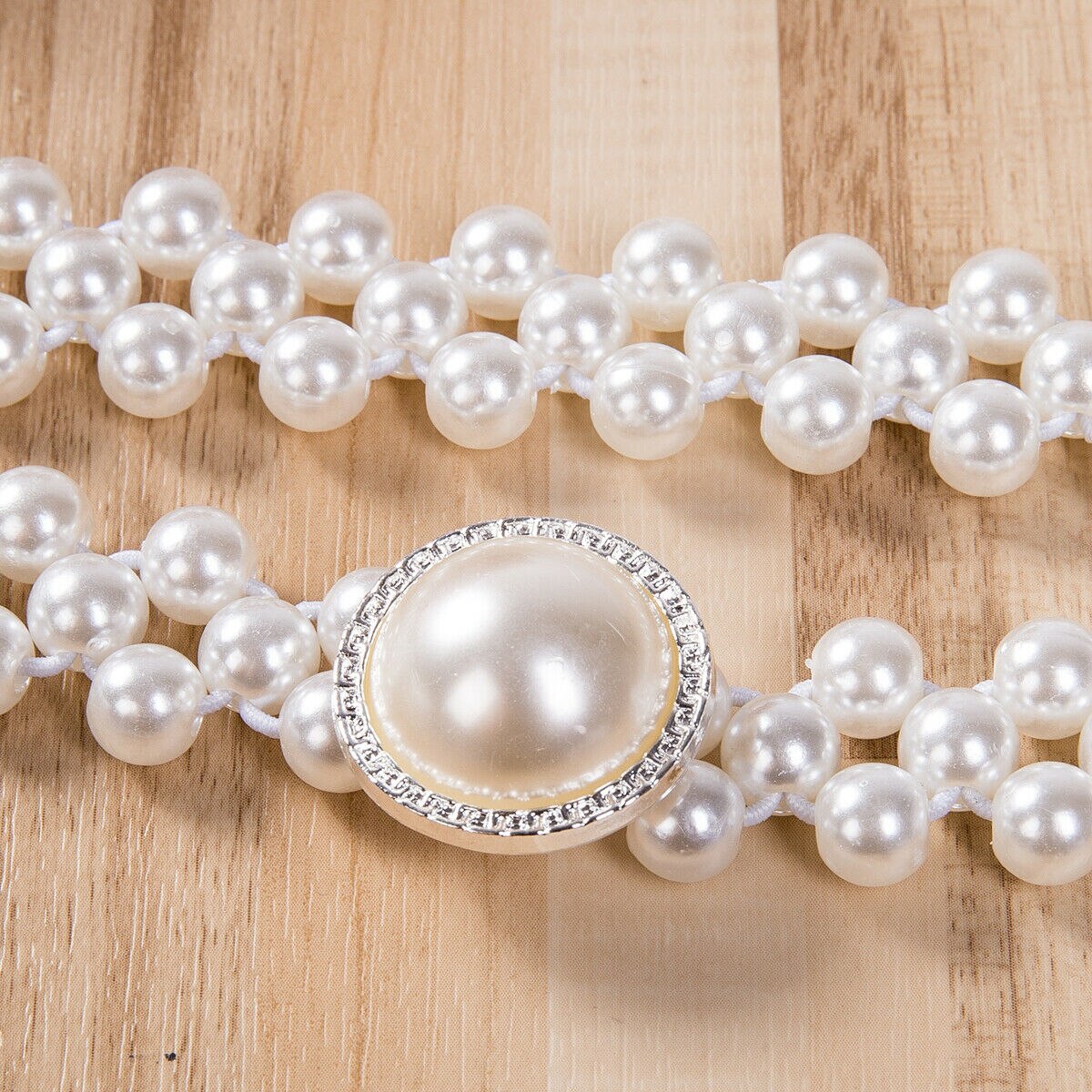 Mærke rhinestone spænde perle elastisk bælte kvinder perle stretch spænde skinny talje kæde linning kjole: 6