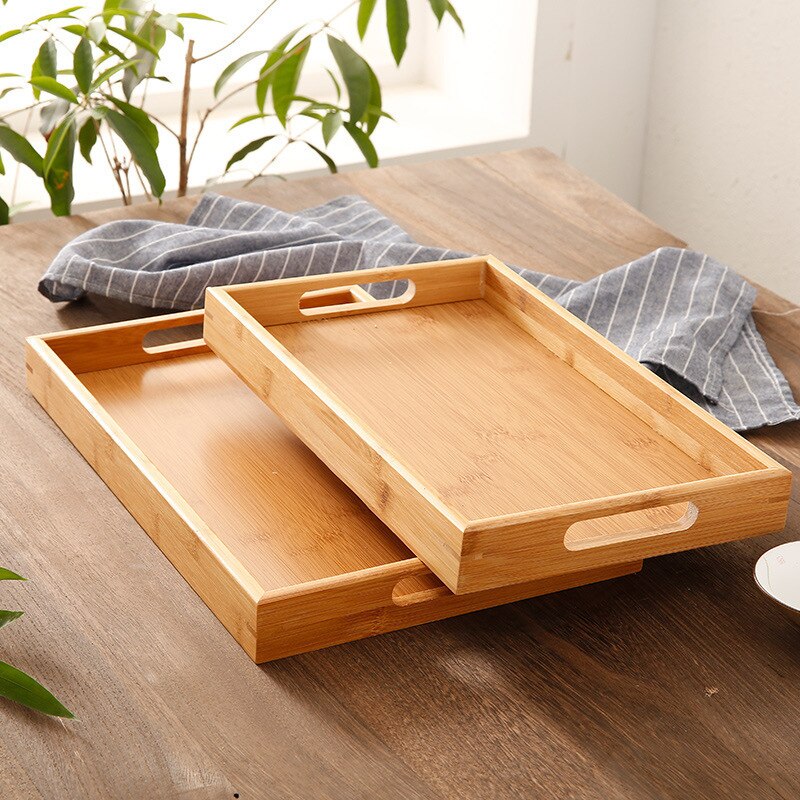 Bamboo Wooden Rectangular Tea Tray Solid Wood Tray Home Dry Tea Tray Kung Fu Tea Cup Tray Wooden Hotel Dinner Plate