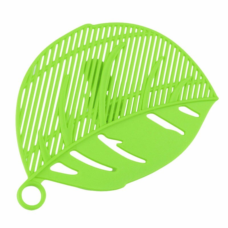 Bladform klip type rengøring ris vask sigtedrænningsapparat sil filter madlavningsværktøj snavs filter køkken gadget utility: Grøn