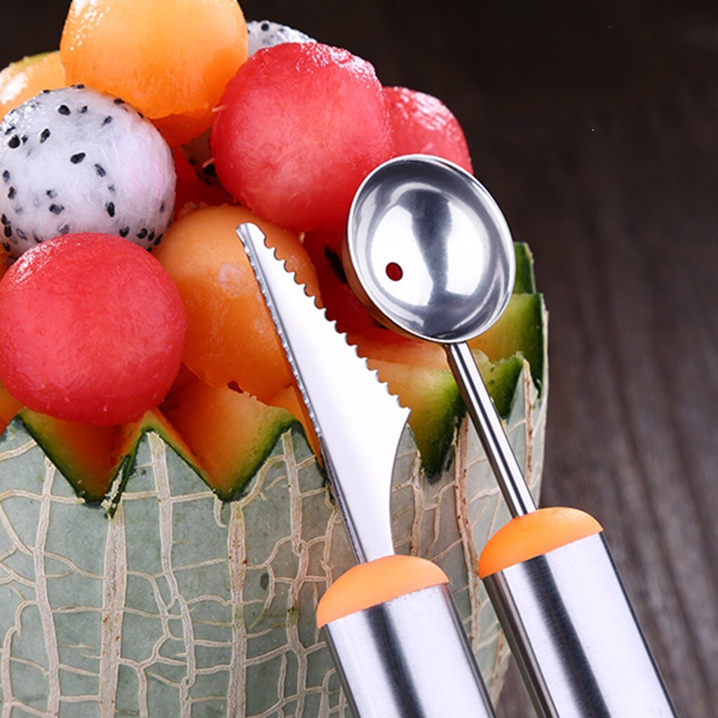 Multifunctionele Fruit Scoop Roestvrijstalen Huis Keuken Bar Fruit Carving Cutter Melon Ball Scoop Diy Wobble Gereedschap