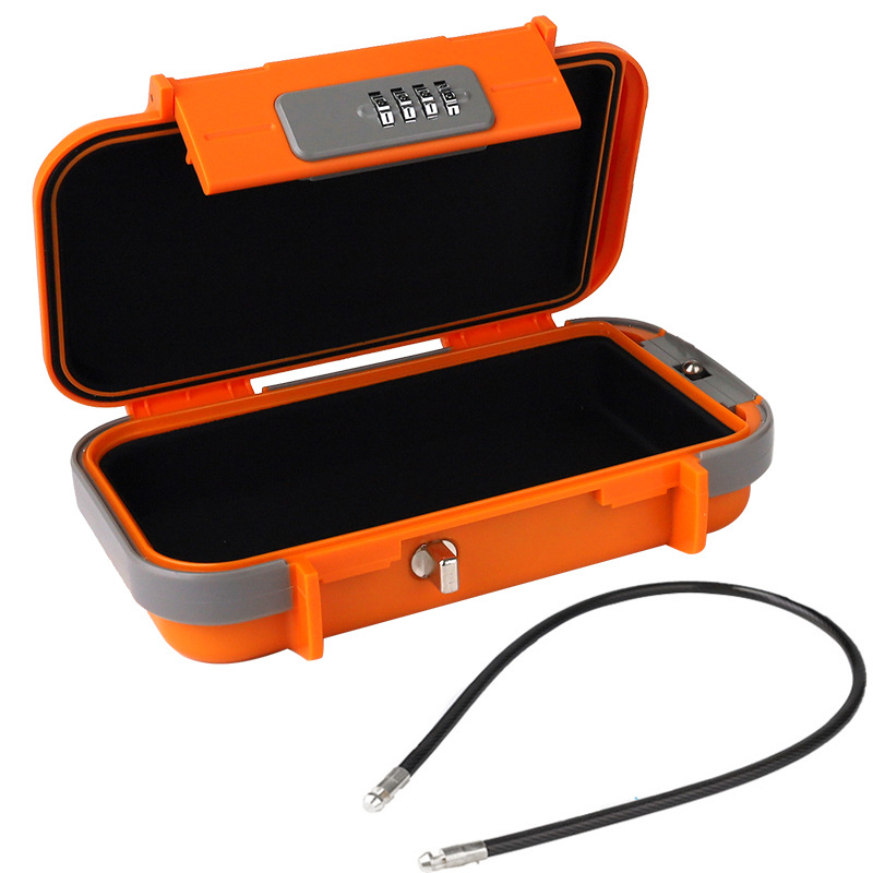Draagbare Kleine Slotbox Combinatie Veiligheidskoffer Met Code Waterdichte Mini Reisdoos Met Verwijderbare Ketting Veiligheidsdoos: Oranje