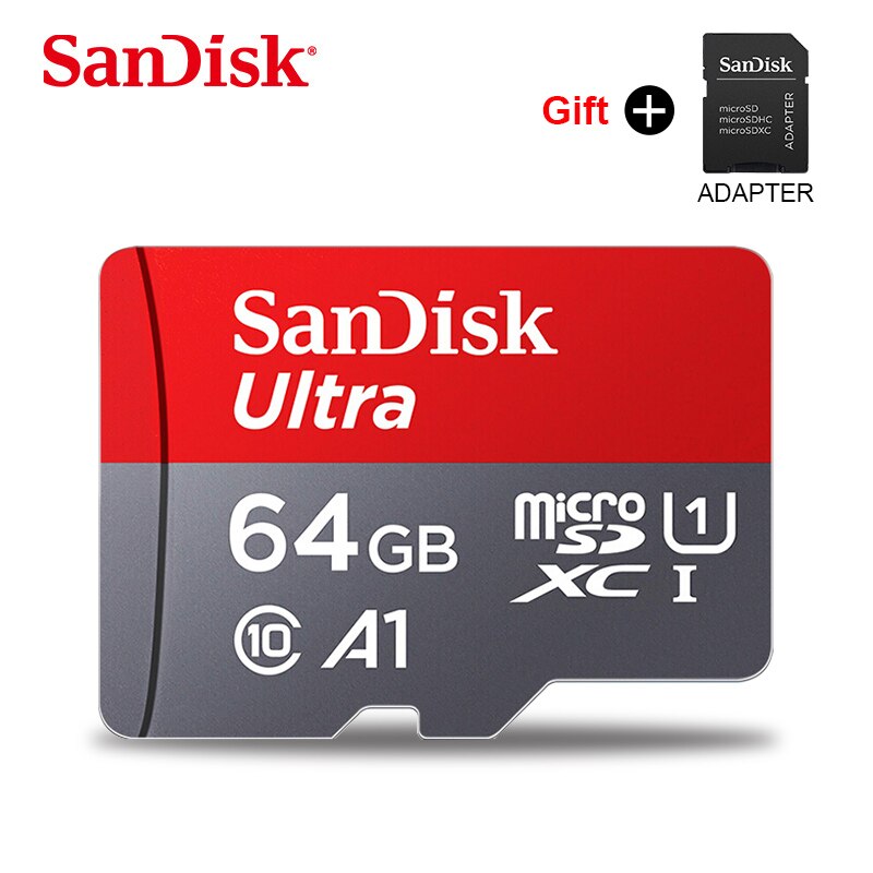 SanDisk tarjeta Micro SD tarjeta de memoria de 16GB 32GB 64GB MicroSD de 128gb máx. 80 M/s Uitra C10 TF tarjeta Clase 10, 16gb, 32GB cartao de memoria: 64GB  Adapter