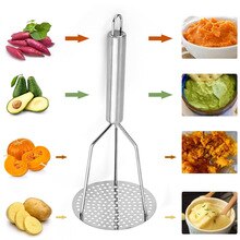 Stainless Steel Potato Masher with Handle for Mashed Potato Creamy Mashed Potato Vegetable and Fruit Kitchen Tools Gadgets