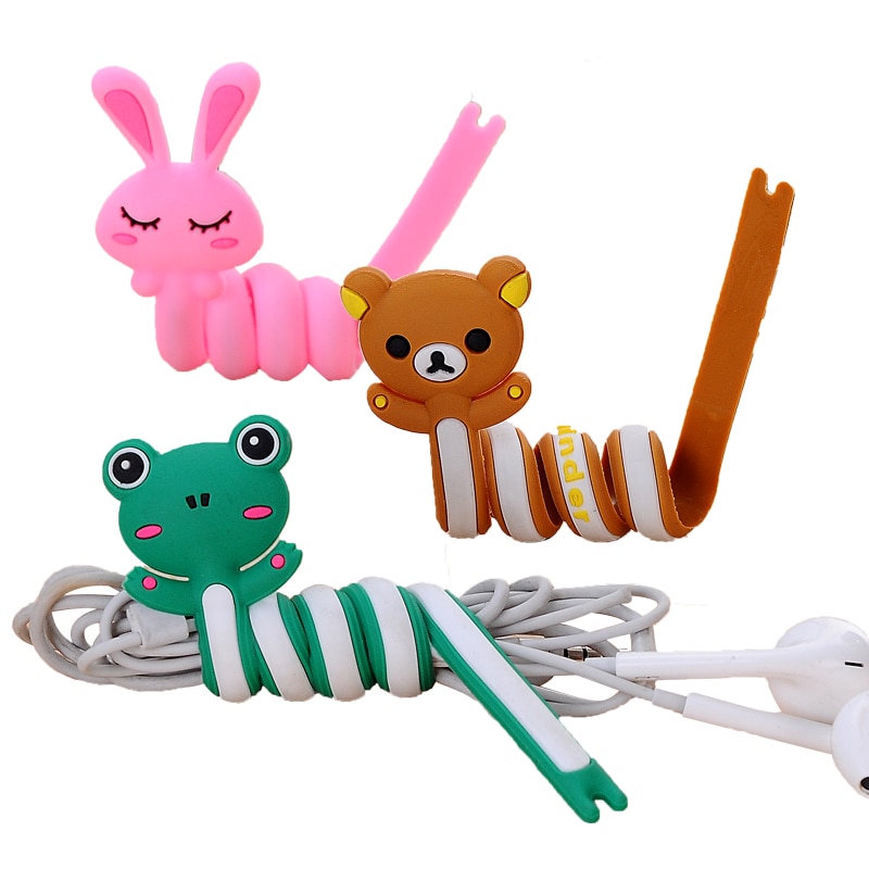 Cute USB Cable Winder Organizer Holder Cartoon Earphone Wire Management For IPhone11 12 Cable Tablet MP3 MP4 PC Electric Cord