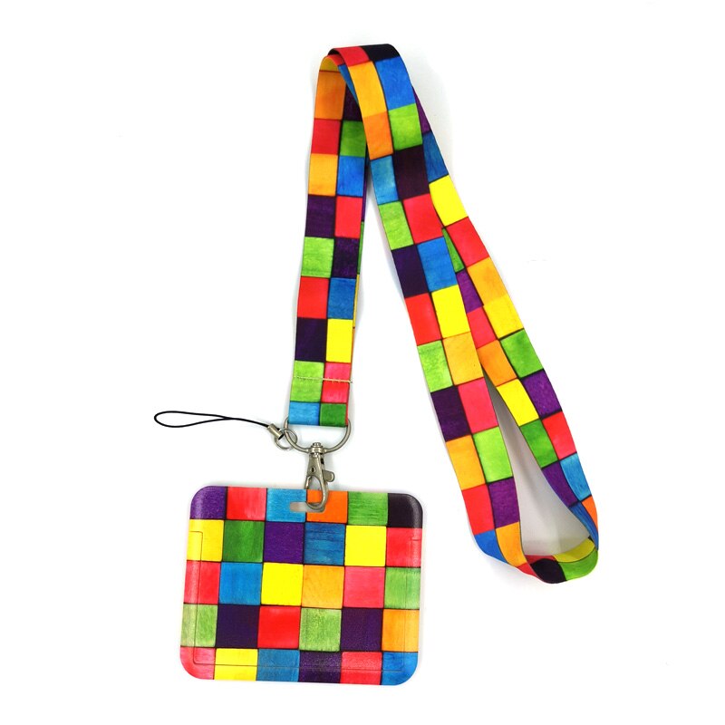 Rainbow lattice Pattern Horizontal ID Retractable Badge Holder ID Badge Holder Clip Name Card Keychain Nurse Work Decorations: 9
