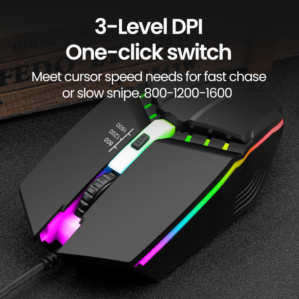 USB Wired Mouse LED Luminous Backlit USB Wired Gaming Mouse for Desktop PC Laptop Office Computer Gaming Mouse E-Sports