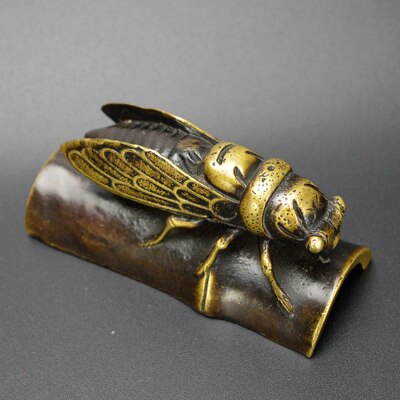 Metal Paperweight Lovely Cicada Paper Weight Chinese Calligraphy Bronze Paperweights Living/Study Room Decoration: Blue