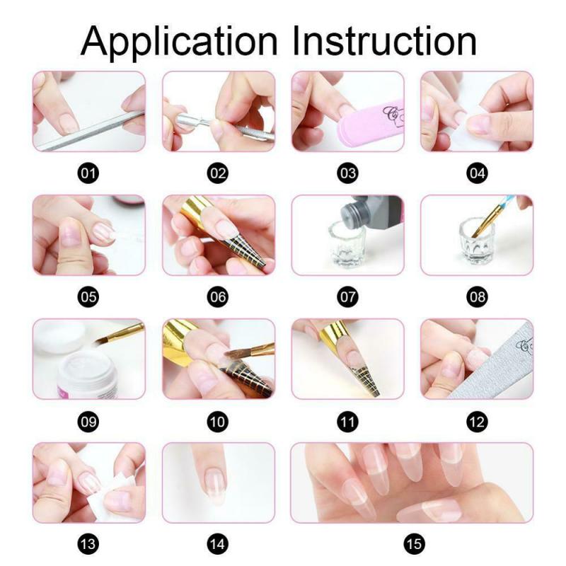 Full Acrylic Powder Nail Art Tool Starter Kit/Set Nail Tips Brush File Form DIY Kit For Beginners Nail Glitter Powder