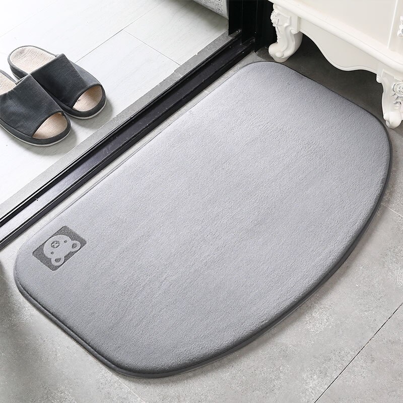 Super Absorbent Bathroom Mat Rug Non-slip Memory Foam Bath Mat Carpet for Bathtub Floor Rugs Shaggy Shower Room Doormat Footpad: Gray bath mat / 38X58CM