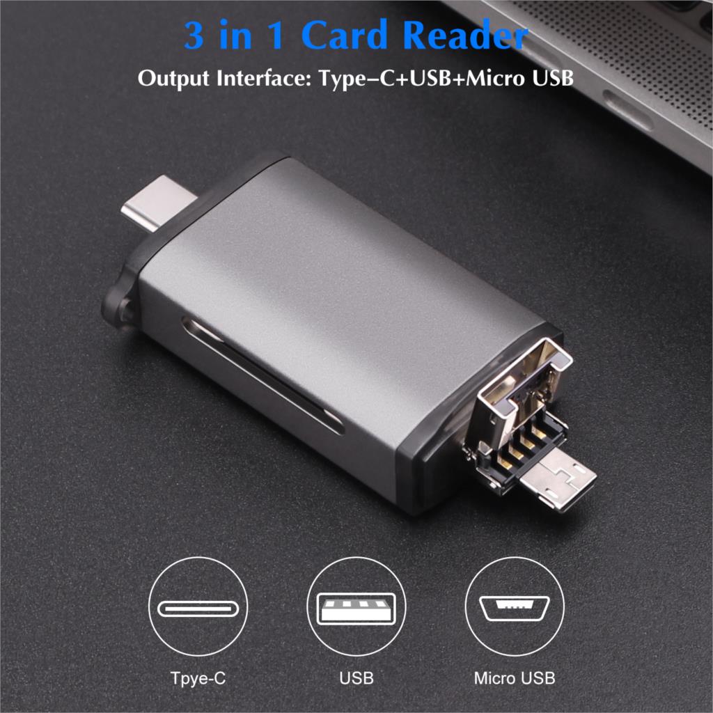 Goojodoq Kaartlezer Micro Usb 2.0 Type C Naar Sd Micro Sd Tf Adapter Accessoires Otg Cardreader Smart Memory Sd kaartlezer