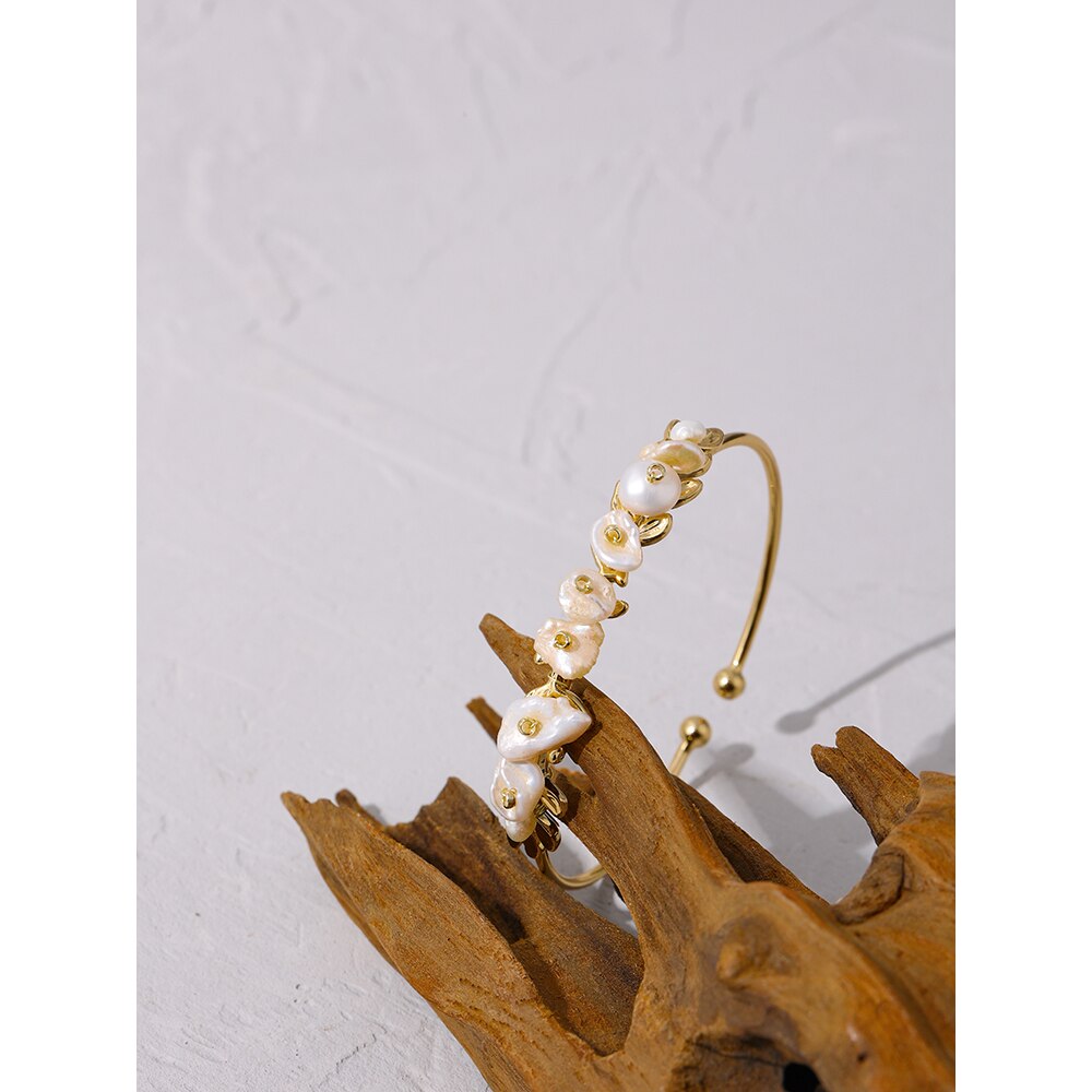 Yhpup Luxo Natural Pérola Pulseira Artesanal Pulseira para As Mulheres de Ouro Metal 18 K Pulseira De Pulso Presente украшения 2021 бижутерия