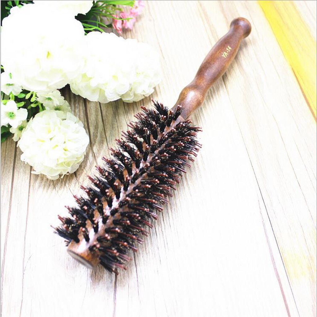 Hoch Hitze Beständig Holzgriff Runde Friseur Kamm Lockige Stil Haarbürste Mit Borsten