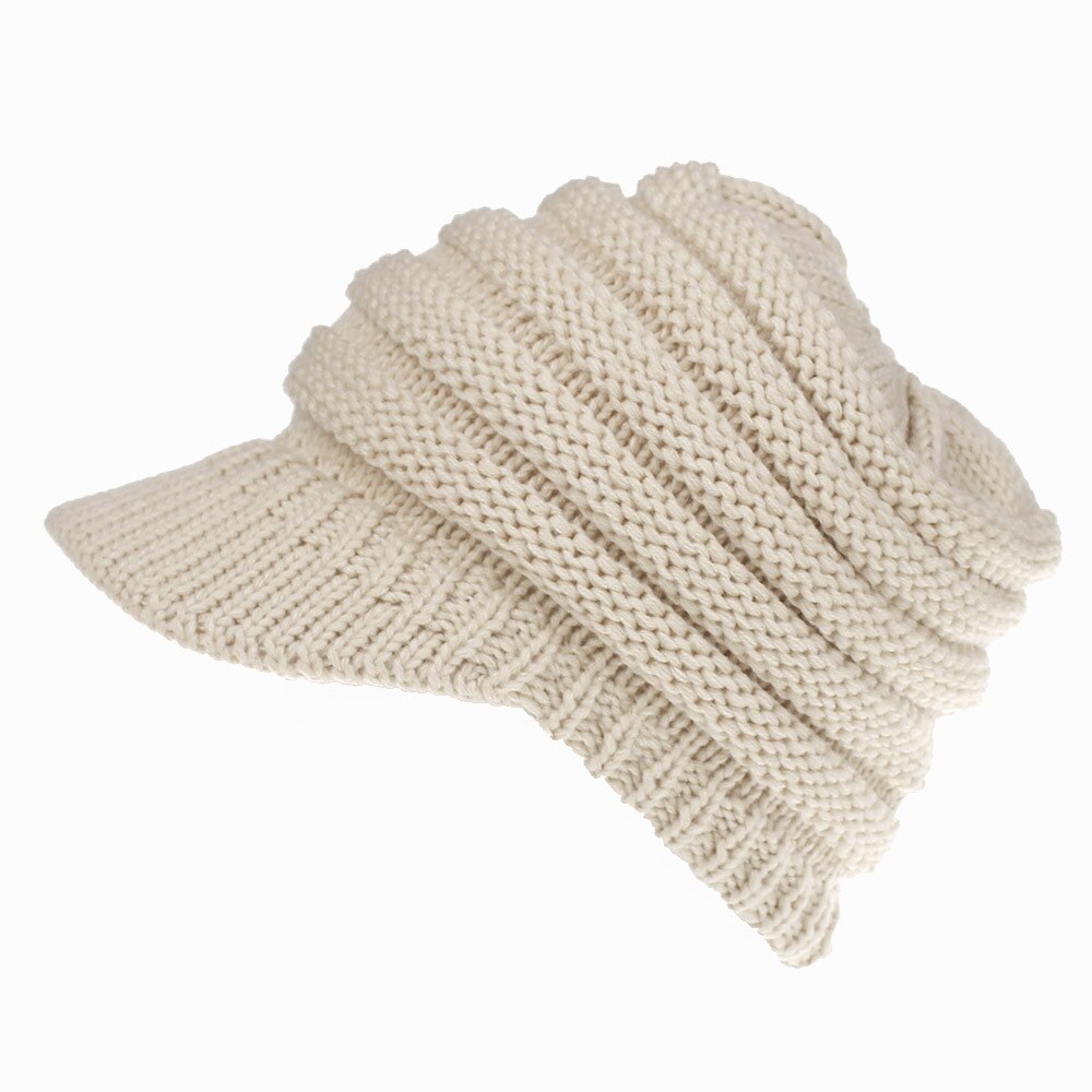 Doradeer Ins Vrouwen Hoeden Gebreide Baseball Mutsen Skullies Open Pony Tail Hoed Mutsen Cap Ski Sport Cap: Beige