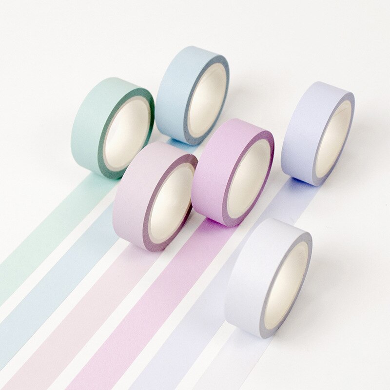 12 farver blødt farvepapir washi tape 15mm*8m rene maskeringsbånd dekorative journal klistermærker diy papirvarer skoleartikler 6583