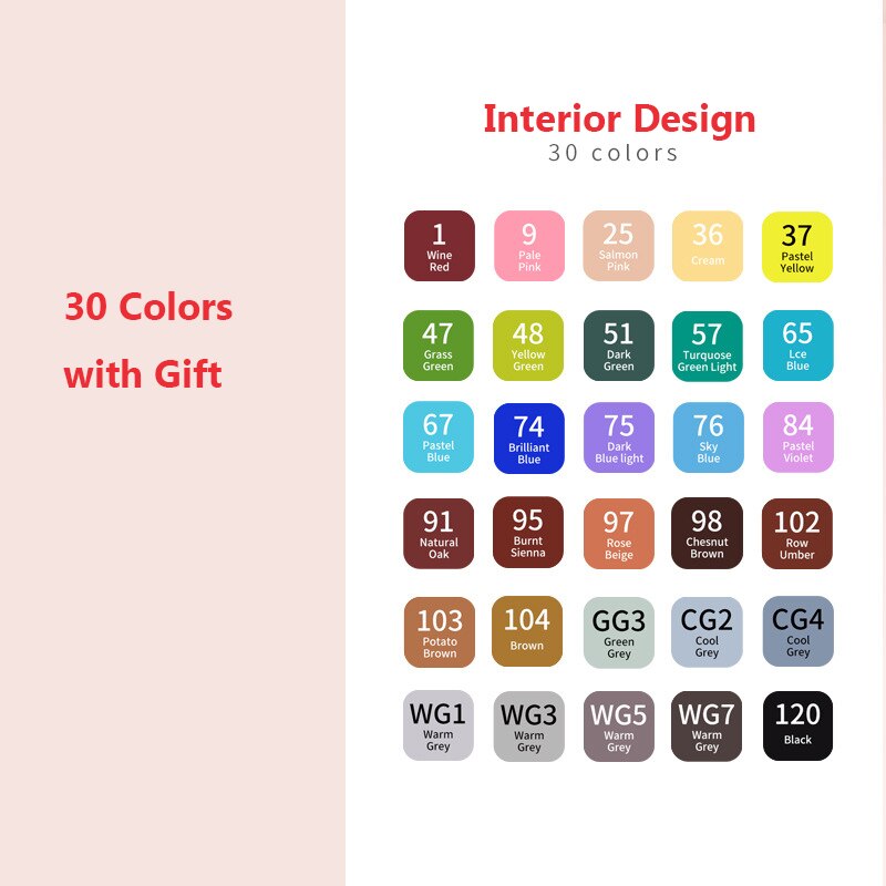 12/24/36/48/60 Colors Dual Tip Fine Liner Art Marker Pens Set Watercolor Drawing Painting Markers Pen Brush Schoo: 30 colors A