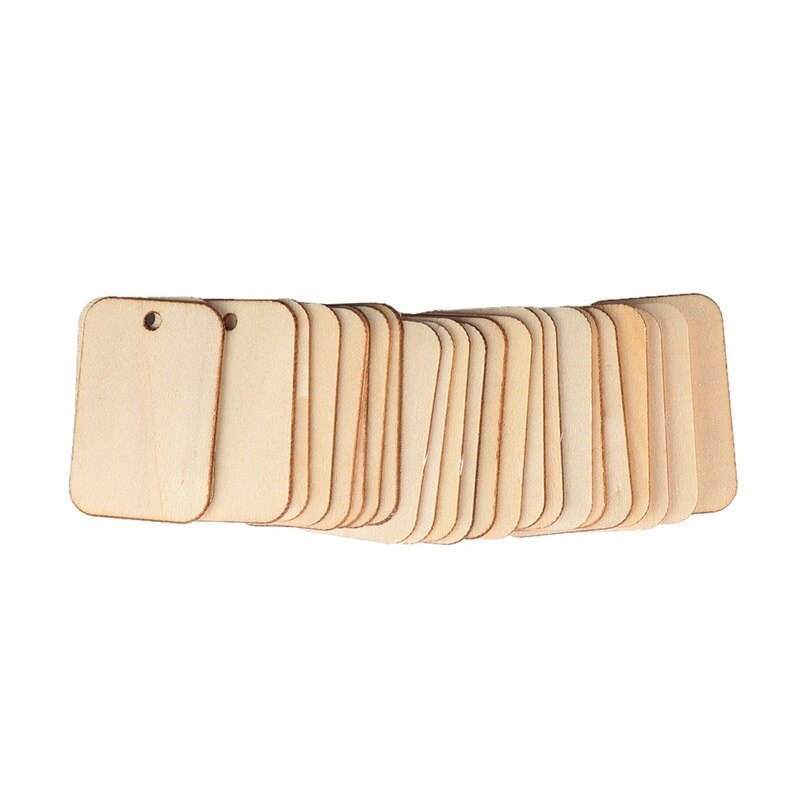 25 stück handgefertigte 5*3cm unbehandelte rechteckige holzanhänger aus holzspänen, diy-bastelarbeiten, ornamente, hochzeits-, weihnachts- und partydekorationen zum aufhängen