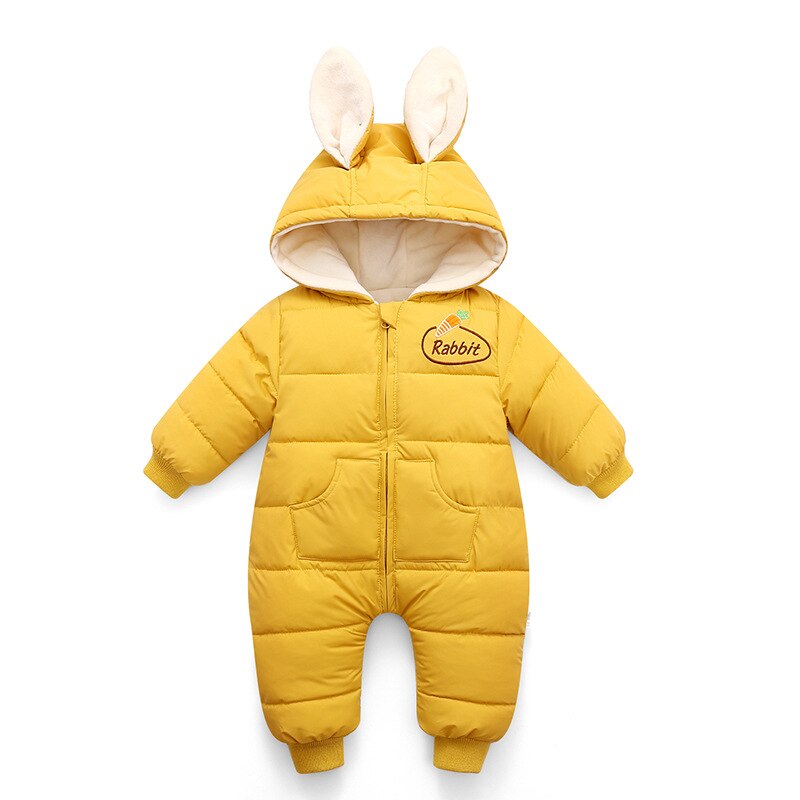 Pasgeboren Baby Winter Snowsuits 2022 Warm Meisjes Overalls Hooded 3 Kleuren Kleding Voor Jongens Met Grote Oren 0-24M Peuter Jongens Zuigelingen: yellow / 24M