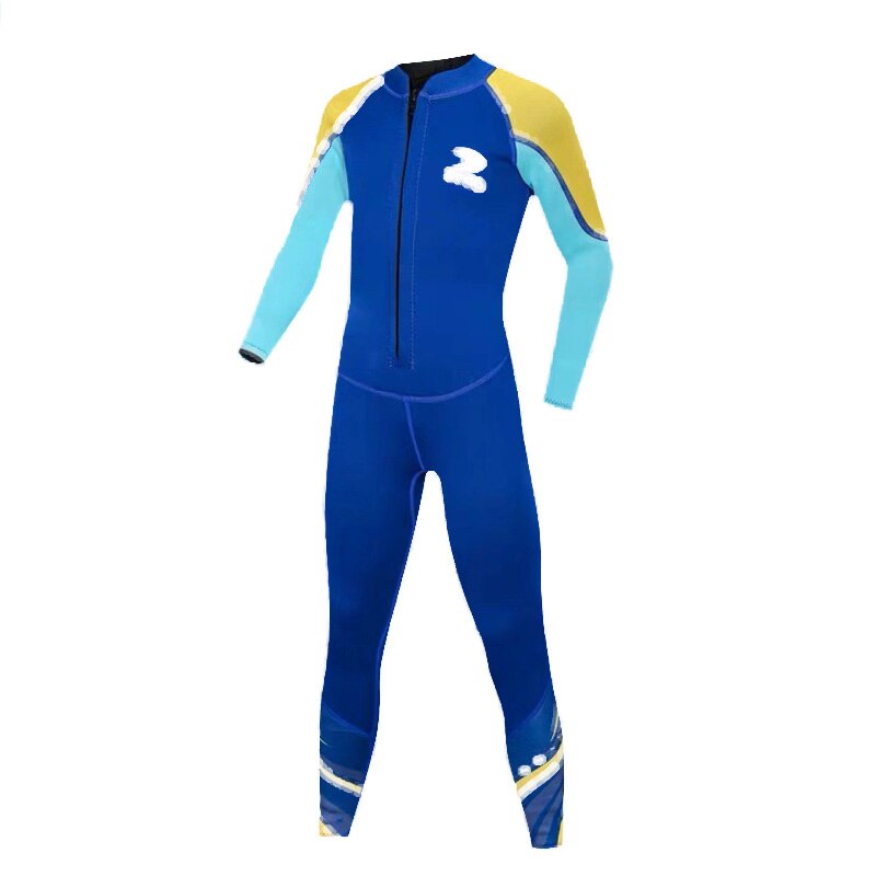 ZCCO-traje de buceo de neopreno para niños, traje de baño grueso térmico a prueba de sol, de una pieza, 2,5 MM: blue / XXS