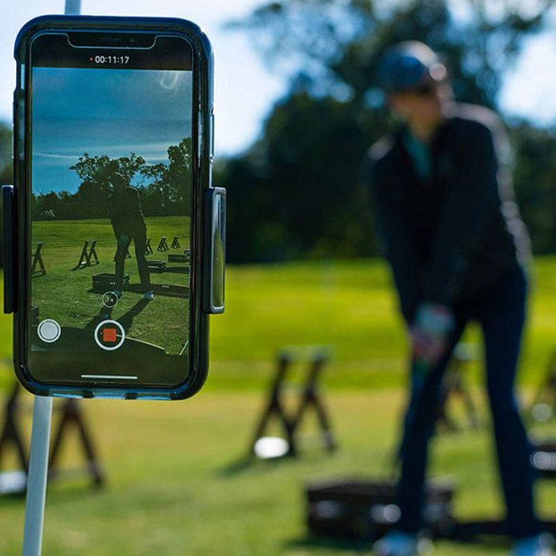 Universal Golf Clubs Practice Cell Phone Mount Holder Recording Bracket Clip Training Aid for Swing Practice Alignment Stick Acc
