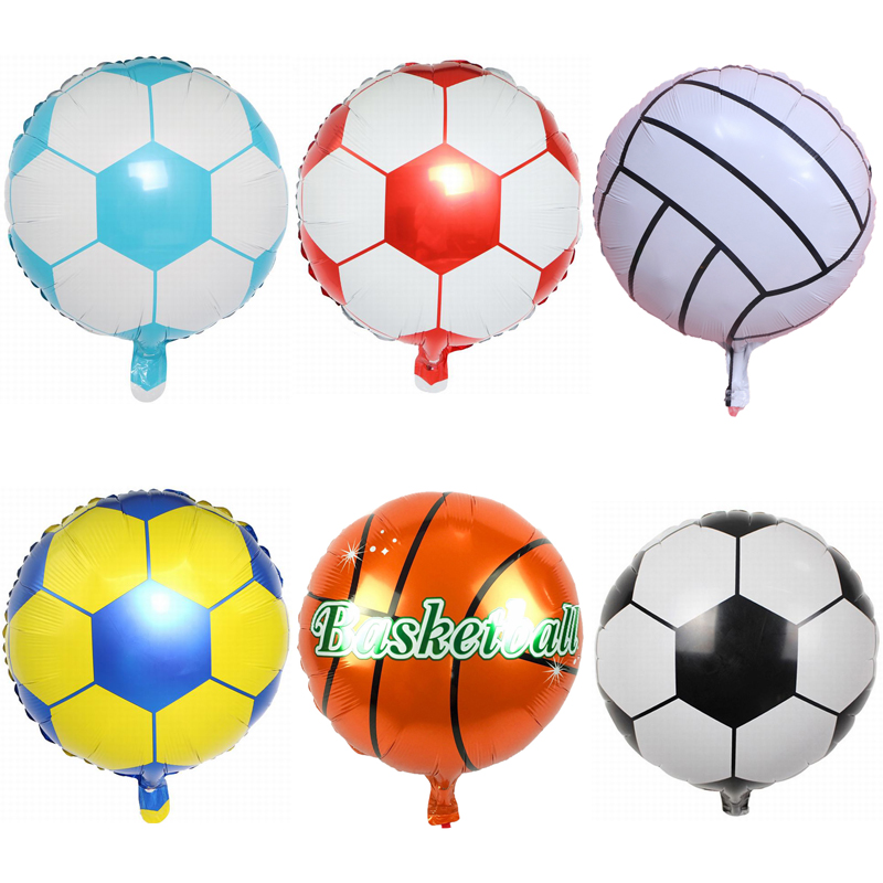 5 stk / parti fodboldfolieballon 18 tommer rund basketball volleyball helium ballon fødselsdagsfest dekoration baby shower diy deco
