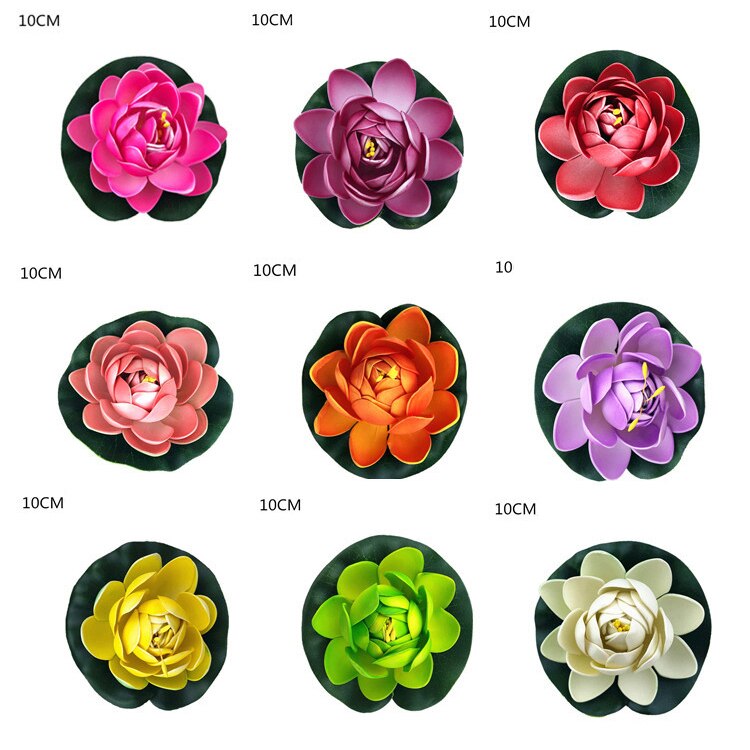 Plantas flutuantes água lírio artificial flor de lótus folha lagoa tanque de peixes decoração nova